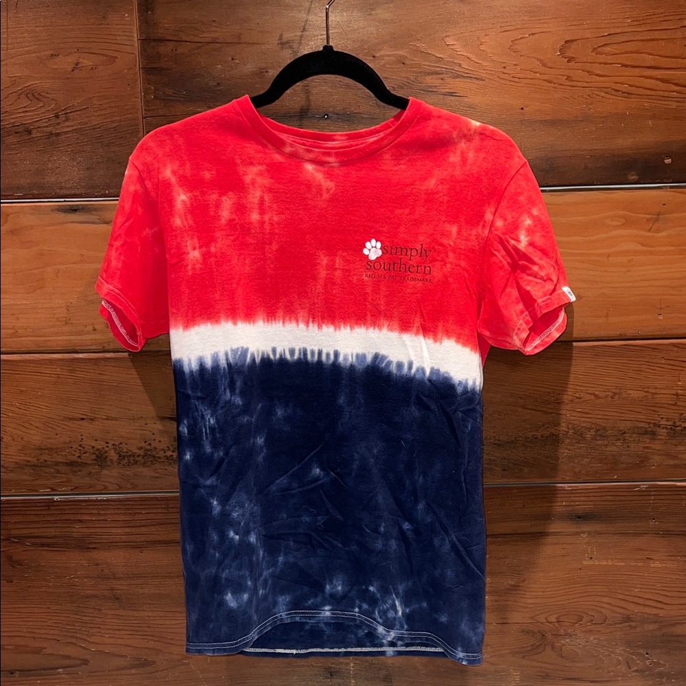 🔥‼️Simply Southern Red, White and Navy Tie-Dye Tee‼️🔥